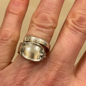 Vintage silver 1847 Roger Brothers spoon ring - side 5-3/4